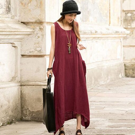 Robe Longue Hippie Sans Manches Décontractée – Image 8