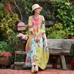 Robe Hippie À Patchwork Abstrait Phoenix