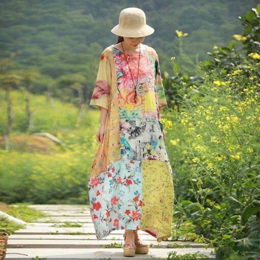 Robe Hippie À Patchwork Abstrait Phoenix – Image 2