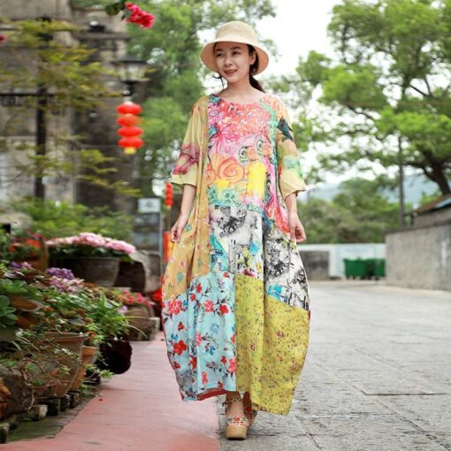 Robe Hippie À Patchwork Abstrait Phoenix – Image 4