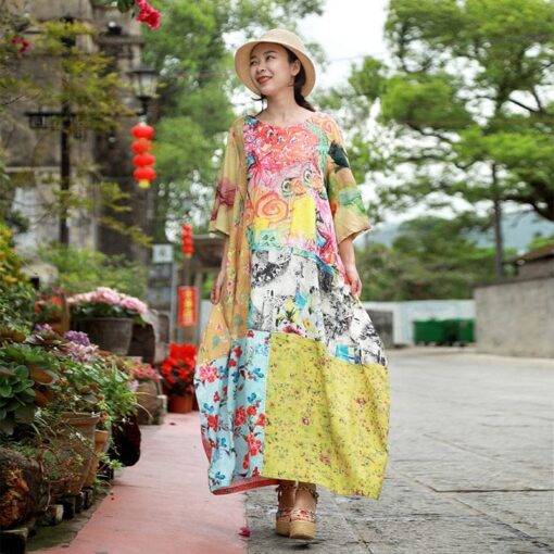 Robe Hippie À Patchwork Abstrait Phoenix – Image 5