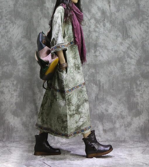 Robe Longue Hippie Chic Brodée En Lin – Image 6