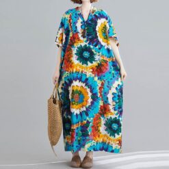 Robe Hippie Ample Imprimée Tie-Dye