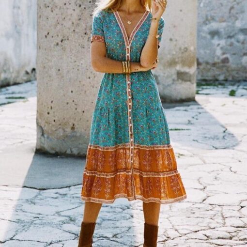 Robe Imprimée Florale Bohème Hippie – Image 5