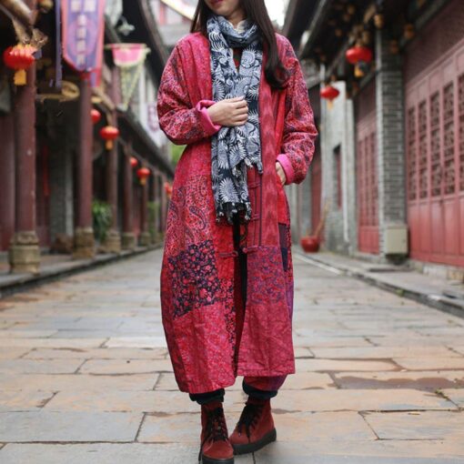 Manteau Hippie Vintage À Patchwork Aléatoire – Image 2