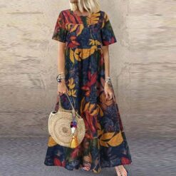 Robe Hippie Annee 70 Imprimée Florale Vintage