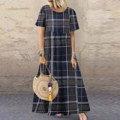 Robe Hippie Maxi À Manches Courtes Abstraite