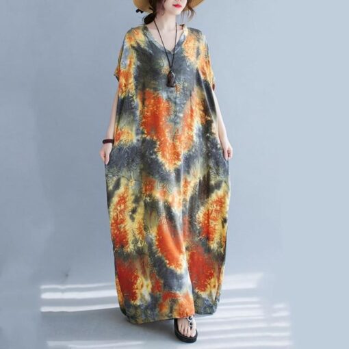 Robe Hippie Caftan Florale Tie-Dye – Image 5