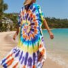 Robe Hippie Imprimée Tie-Dye Arc-En-Ciel