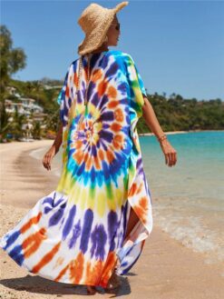 Robe Hippie Imprimée Tie-Dye Arc-En-Ciel