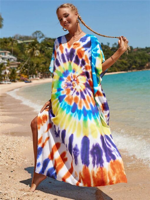 Robe Hippie Imprimée Tie-Dye Arc-En-Ciel – Image 2