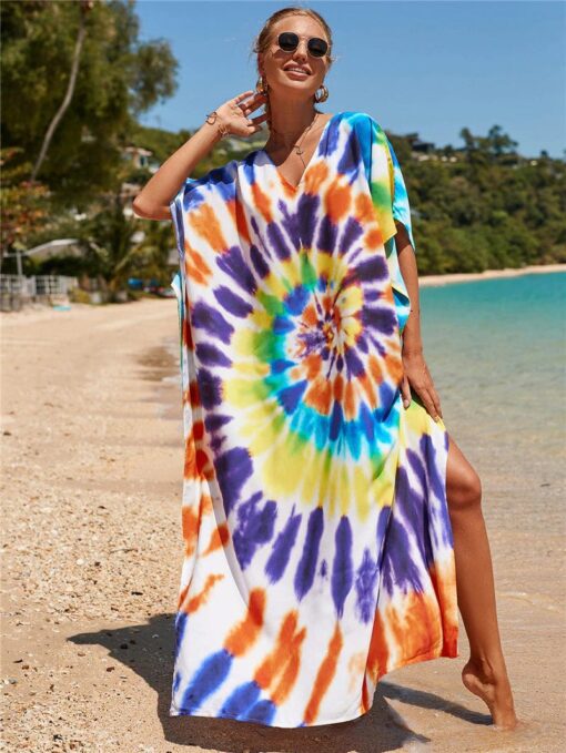 Robe Hippie Imprimée Tie-Dye Arc-En-Ciel – Image 3