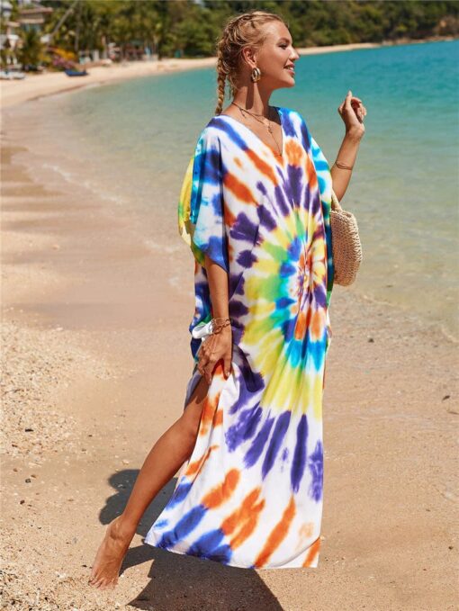 Robe Hippie Imprimée Tie-Dye Arc-En-Ciel – Image 4