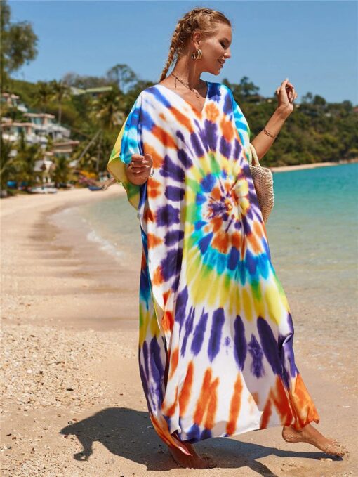 Robe Hippie Imprimée Tie-Dye Arc-En-Ciel – Image 5