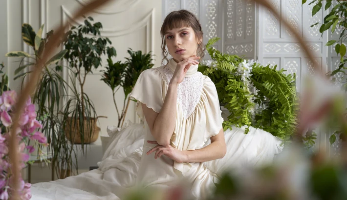 portrait-jeune-femme-robe-boho-avec-jardin-romantique-végétation esthétique portrait-jeune-femme-robe-boho-avec-jardin-romantique-végétation esthétique