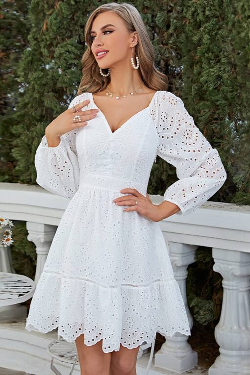 Robe Blanche Champêtre Courte – Image 2