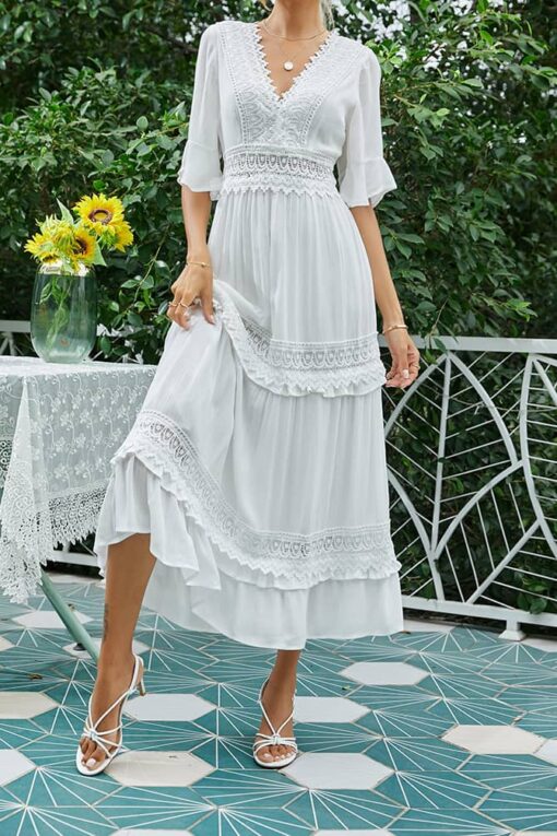 Robe Blanche Dentelle Champêtre