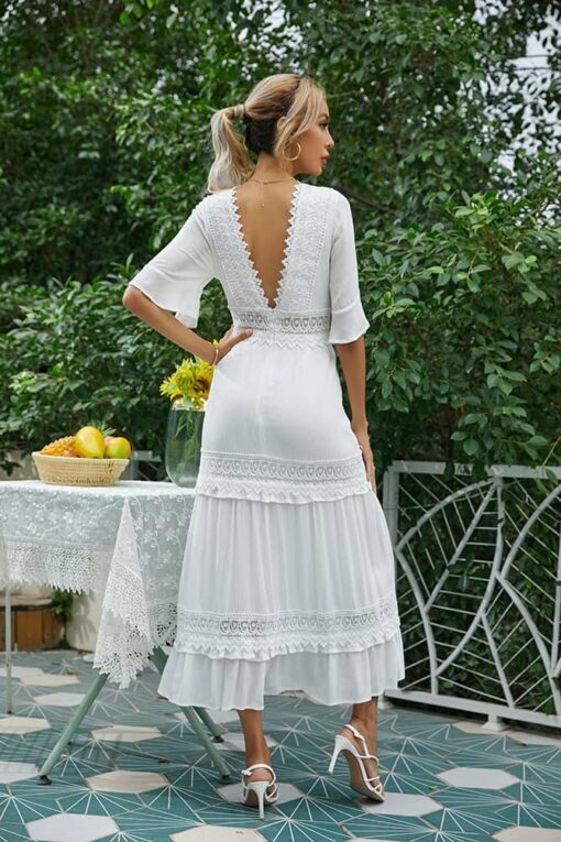 Robe Blanche Dentelle Champêtre – Image 4