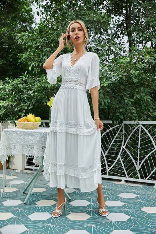 Robe Blanche Dentelle Champêtre – Image 6