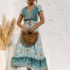 Robe Champêtre Chic Vert Bohème