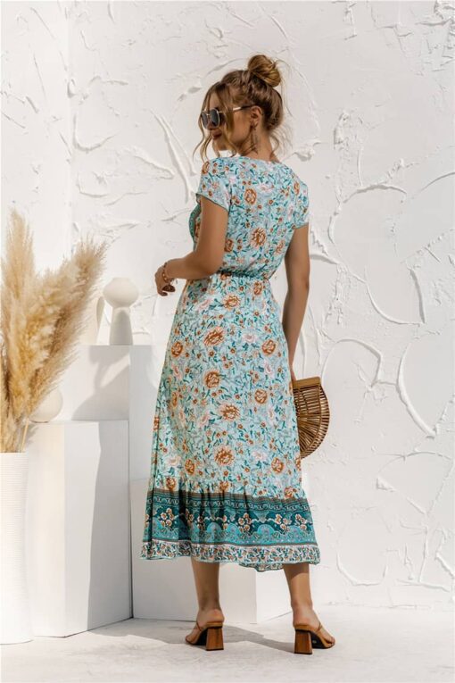 Robe Champêtre Chic Vert Bohème – Image 4
