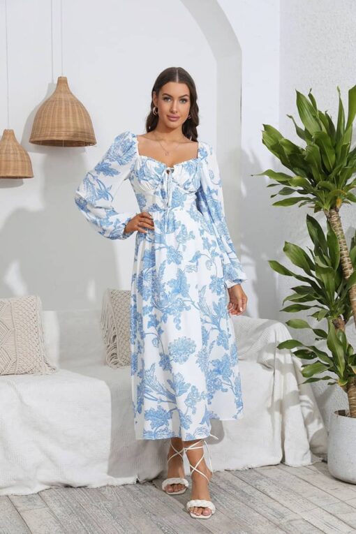 Robe Champêtre Longue Et Avec Manche