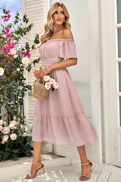Robe Champêtre Longueur Mi-Mollet