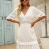 Robe Coupe Droite Dentelle Femme Champêtre