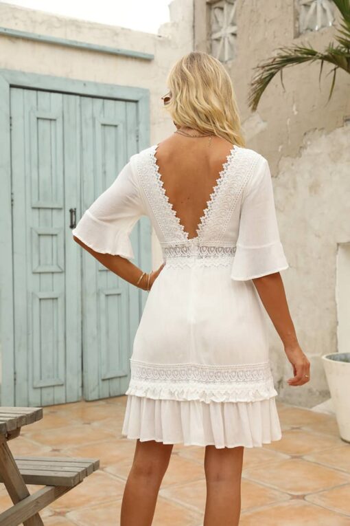 Robe Coupe Droite Dentelle Femme Champêtre – Image 4