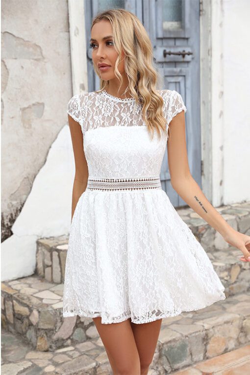 Robe Dentelle Courte Pour Mariage Champêtre – Image 3