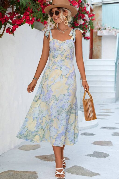 Robe Invité Mariage Champêtre Bleu Motif – Image 2