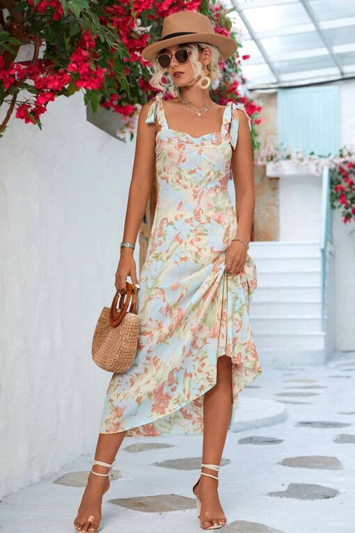 Robe Invité Mariage Champêtre Bleu Motif – Image 4