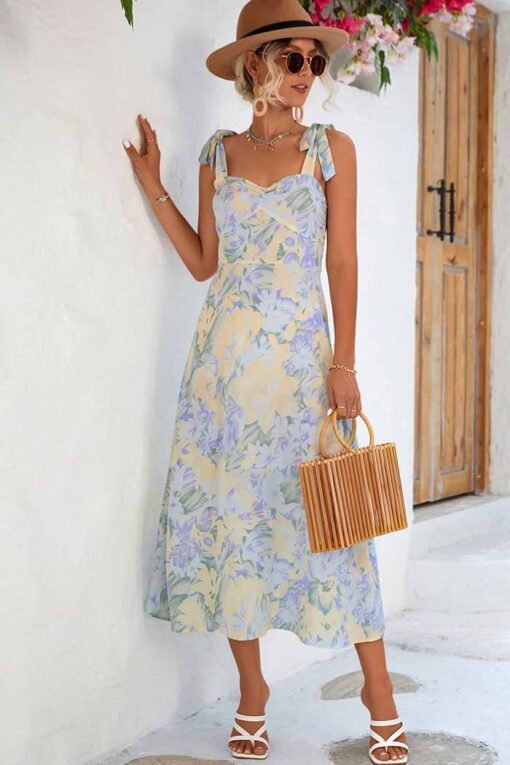 Robe Invité Mariage Champêtre Bleu Motif – Image 7