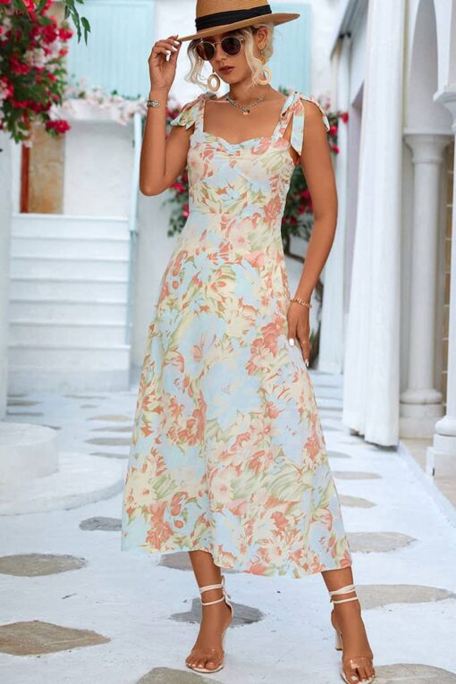 Robe Invité Mariage Champêtre Bleu Motif – Image 5
