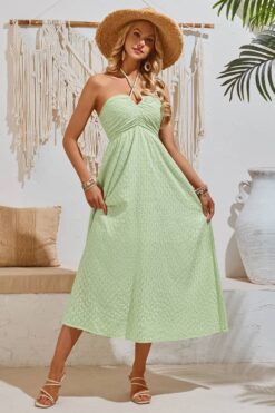 Robe Longue Champêtre Avec Encolure Américaine