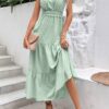Robe Longue Champêtre Vert Opaline