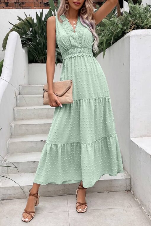 Robe Longue Champêtre Vert Opaline – Image 2