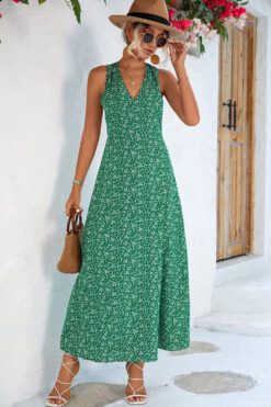 Robe Longue Champêtre Verte