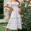 Robe Mi-Longue Blanche Champêtre