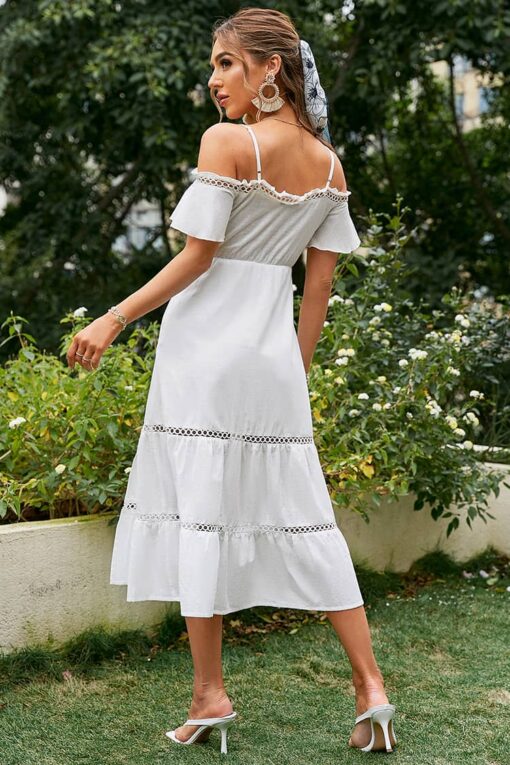 Robe Mi-Longue Blanche Champêtre – Image 4