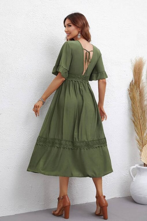 Robe Pour Mariage Champêtre Kaki – Image 5