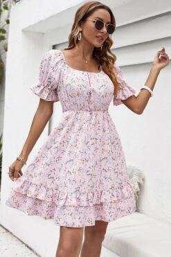 Robe Rose Pâle Style Vintage Champêtre
