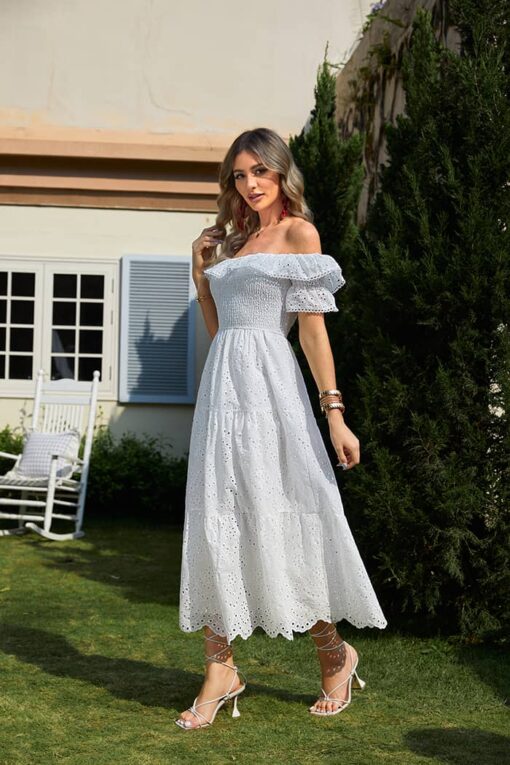 Robe Soirée Champêtre Blanche – Image 2