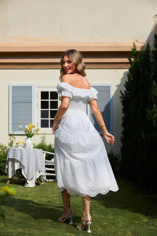 Robe Soirée Champêtre Blanche – Image 5