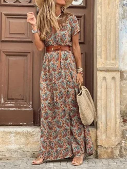 robe bohème longue à motifs paisley colorés