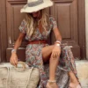 robe maxi colorée aux motifs paisley